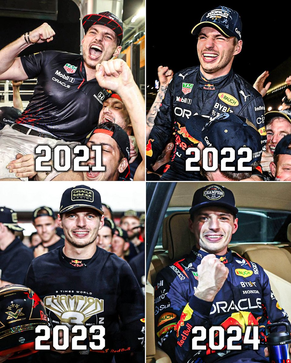 ESPNF1's tweet photo. Four-time world champion Max Verstappen 🐐 https://t.co/kGhNXw4P39