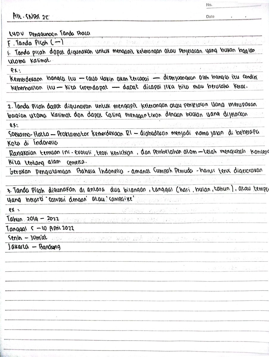 kdotverse's tweet photo. MATERI PBM PPU (PENGGUNAAN TANDA BACA)✨

Halo teman - teman semua, jadi disini gua mau berbagi catatan materi eyd v tentang penggunaan tanda pisah. Jangan lupa di save yaa, buat belajar snbt nyaa.

Sumber : EYD V (https://t.co/qa5C8LSjre)

#studytwt #snbt2025 #snbt https://t.co/oWRcLaCALI