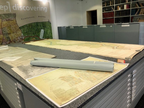 Our Reading Room map table was custom-built to accommodate the largest map (a tithe map of Rotherfield) we held when we opened in 2013. Since then, we got an even bigger one of Rye which is over six metres long. #EYAHuge
