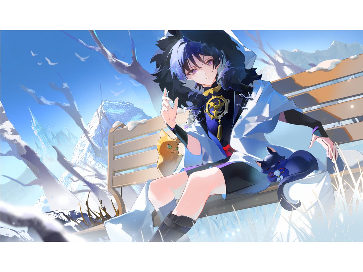 Cu09291's tweet image. 晴冬与猫
#scaramouche #Wanderer #散兵