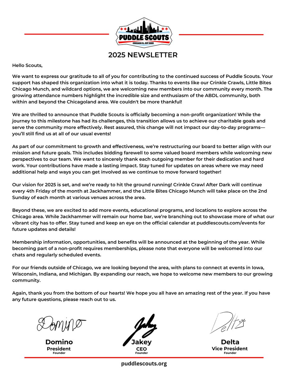 Puddle Scouts is moving to puddlescouts.org as part of our transition to a non-profit! 🌟 Don’t worry—.com links will still work as we make the switch.

Check out our 2025 newsletter for all the updates and upcoming events!

Read: puddlescouts.org/news