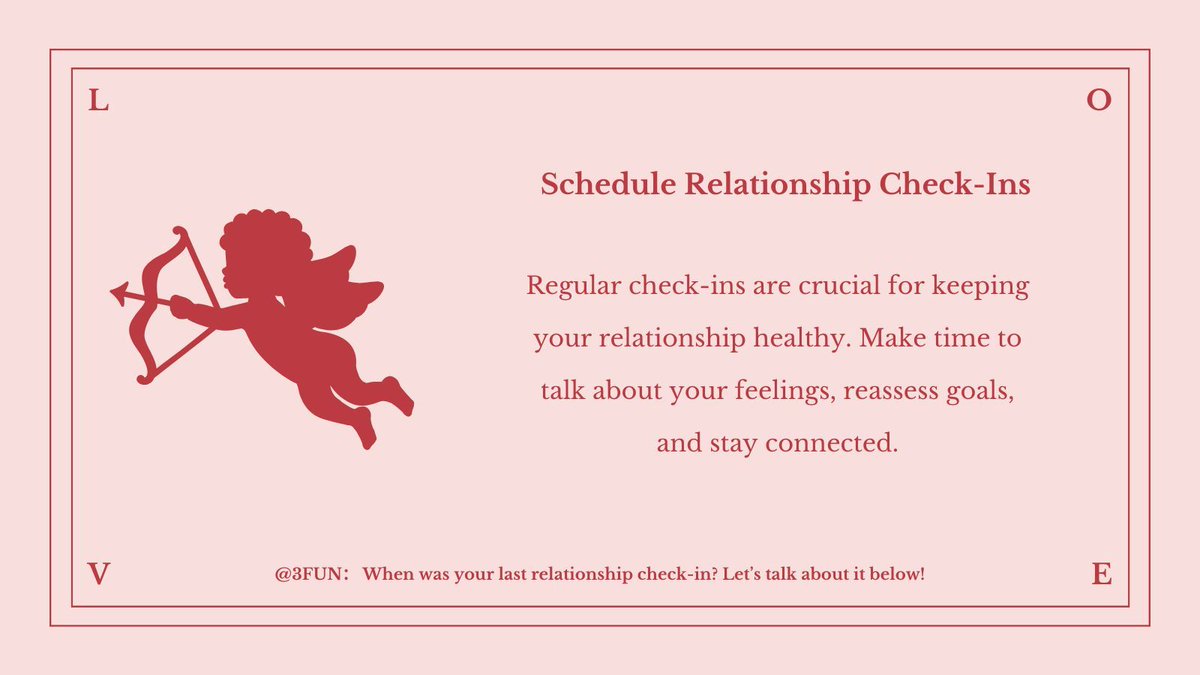 3fun_app's tweet image. Schedule Relationship Check-Ins
🗓️ Regular check-ins are vital for a healthy relationship. When was your last check-in with your partner? Let us know your favorite questions! 💬

3funapp.onelink.me/roxZ/whtrygv1

#RelationshipGoals #HealthyCommunication #PolySupport #3FunCommunity