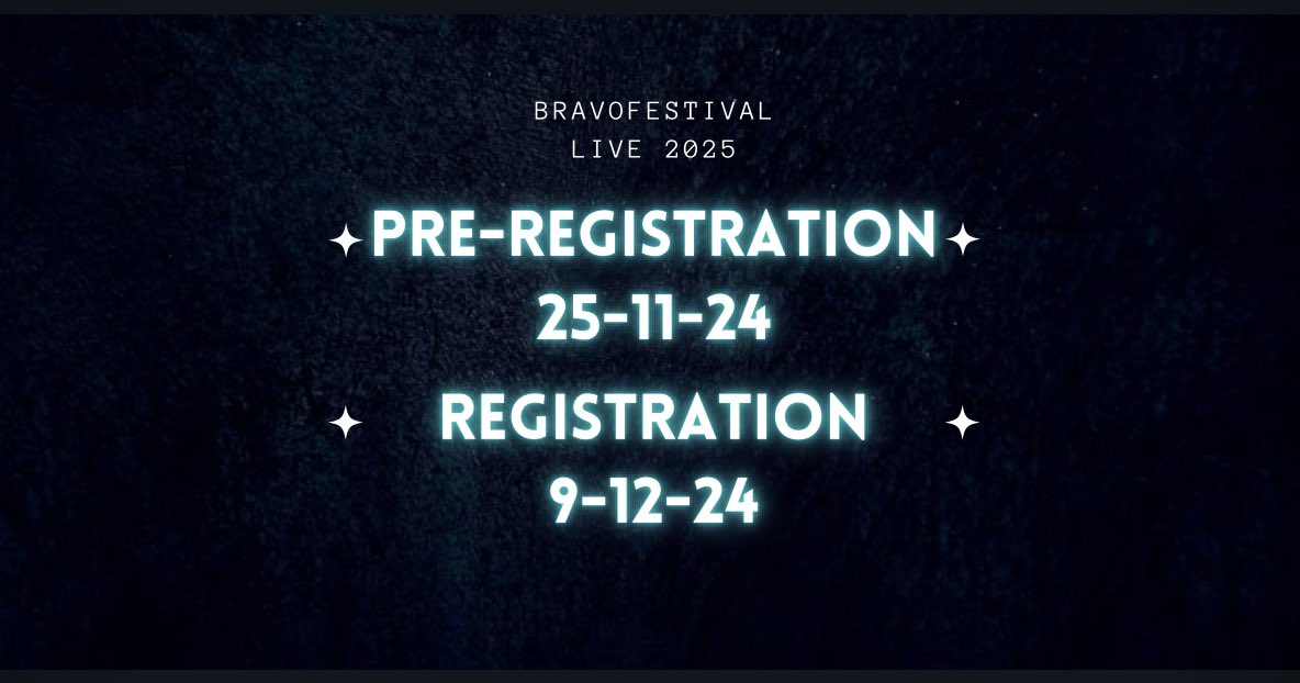 🇪🇸 En menos de 48h, abriremos las Pre-inscripciones para nuestro primer festival live en España.

🇬🇧 In less than 48 hours, we will open the pre-registrations for our first live festival in Spain.

ℹ️ BravoFestival.es