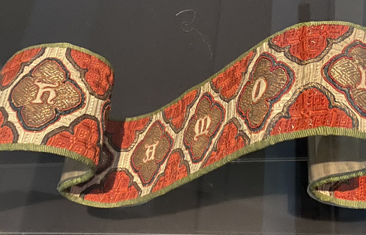 IsabellaRosner's tweet photo. Saw “Medieval Women” at @britishlibrary yesterday and got v emo about everything — Joan of Arc’s signature, Hildegard of Bingen’s books, etc. My fave was an early 14th-c. embroidered altar band, exceptionally rare for its signature. It reads “Lady Joan of Beverly, a nun, made me” https://t.co/K8Q3ltshUc