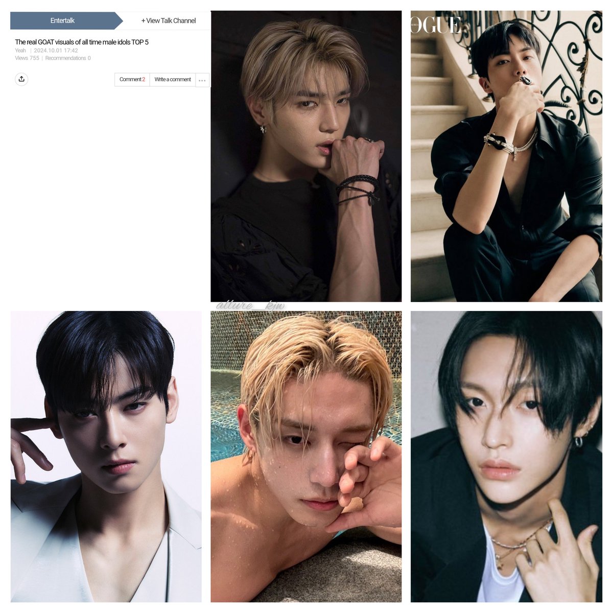 kbgmedia's tweet photo. A PannNate post listed 5 male idols with the real GOAT (Greatest Of All Time) visuals
#TAEYONG from #NCT
#JIN from #BTS
#WONBIN from #RIIZE
#KIMJIWOONG from #ZEROBASEONE
#CHAEUNWOO from #ASTRO https://t.co/ypR56FF3sZ