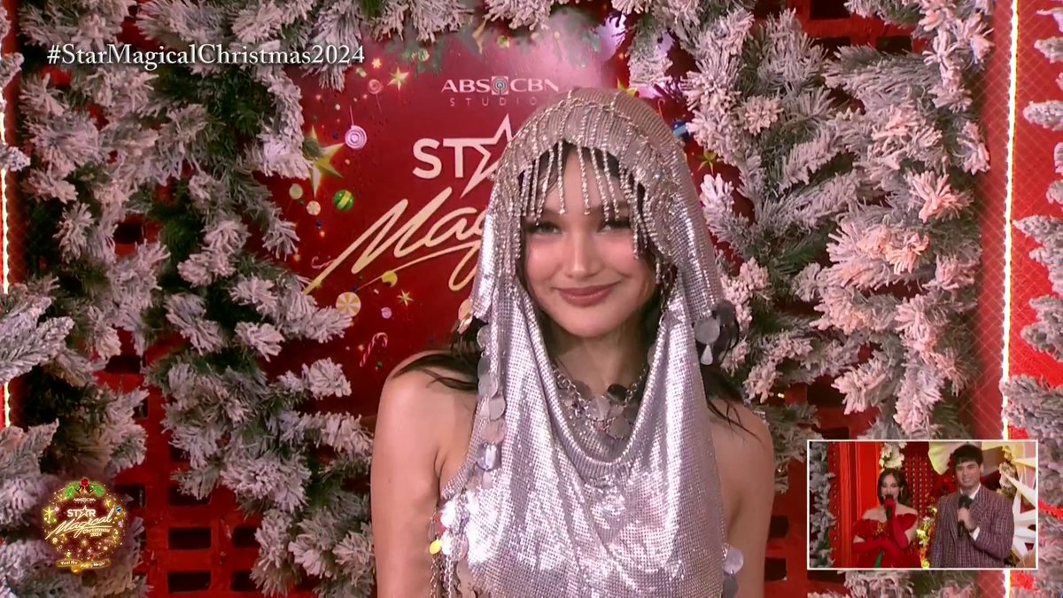 ABSCBN's tweet photo. Karina Bautista shines like a goddess in her silver outfit at the #StarMagicalChristmas2024 white carpet!

Don't miss the magic – watch LIVE: https://t.co/G5UiXpiH4U https://t.co/VZ8RJzfy1A