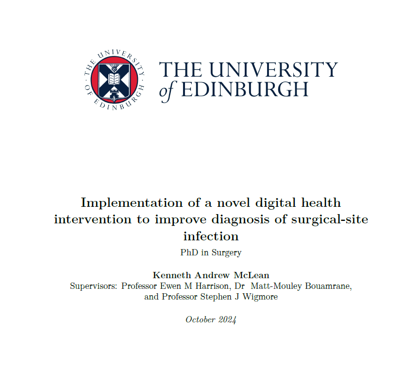 Kenneth McLean (@kennethmclean92) on Twitter photo Doctor doctor?🤔 This feels like a joke🤪
Huge thanks to supervisors <a href="/ewenharrison/">Prof Ewen Harrison</a> Matt Bouamrane <a href="/ProfW_edinsurg/">Prof Steve Wigmore</a>; teams at <a href="/EdinburghColo/">Edinburgh Colorectal Research</a> <a href="/EdinSurg/">Clinical Surgery</a> <a href="/edinsurg_online/">Edinburgh Surgery Online</a> <a href="/EdinUniUsher/">Usher Institute</a> <a href="/RCSEd/">The Royal College of Surgeons of Edinburgh</a> <a href="/Isla_health/">Isla</a> for the support; & all patients involved!
Exciting steps ahead <a href="/NHS_Lothian/">NHS Lothian</a>!😁 Doctor doctor?🤔 This feels like a joke🤪
Huge thanks to supervisors <a href="/ewenharrison/">Prof Ewen Harrison</a> Matt Bouamrane <a href="/ProfW_edinsurg/">Prof Steve Wigmore</a>; teams at <a href="/EdinburghColo/">Edinburgh Colorectal Research</a> <a href="/EdinSurg/">Clinical Surgery</a> <a href="/edinsurg_online/">Edinburgh Surgery Online</a> <a href="/EdinUniUsher/">Usher Institute</a> <a href="/RCSEd/">The Royal College of Surgeons of Edinburgh</a> <a href="/Isla_health/">Isla</a> for the support; & all patients involved!
Exciting steps ahead <a href="/NHS_Lothian/">NHS Lothian</a>!😁