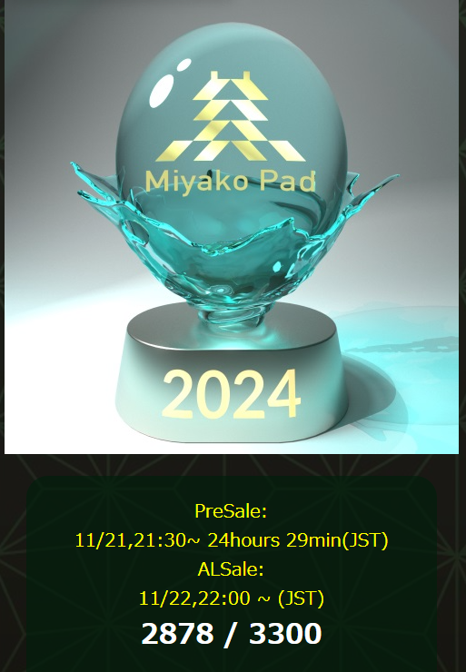 当初、MIYAKOPADのNFTセールは私は即完売すると予想していました。 

3300枚限定のところ、現在2878枚が売れている状況。

しかし、結果として、今の方が遥かに良い状況だと確信しています。
その理由を解説してみます🧵