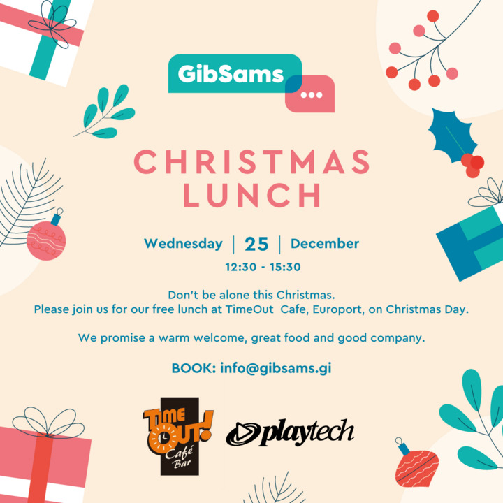 GibSams (@gibsams) on Twitter photo πβ¨ Join us for GibSams Christmas Lunch! β¨π
Donβt be alone this Christmas β we invite you to a warm, welcoming free lunch at TimeOut Cafe, Europort, on Christmas Day. Reserve your spot: info@gibsams.gi
#GibSams #ChristmasLunch #Gibraltar #TimeOutCafe πβ¨ Join us for GibSams Christmas Lunch! β¨π
Donβt be alone this Christmas β we invite you to a warm, welcoming free lunch at TimeOut Cafe, Europort, on Christmas Day. Reserve your spot: info@gibsams.gi
#GibSams #ChristmasLunch #Gibraltar #TimeOutCafe