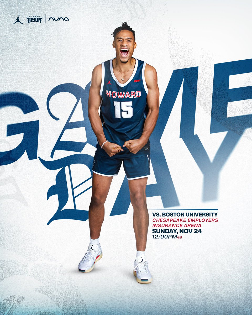 HUMensBB's tweet photo. ๐ Itโs Sunday Game Day! The Howard Bison take on Boston University in the first game of a thrilling back-to-back at UMBC. Tip-off at noon!
#dreamfactory๐ฆฌ๐ต๐ด
#GameDay #BisonBasketball #BackToBack #UMBC #SundayHoops https://t.co/lxW36mVE8V
