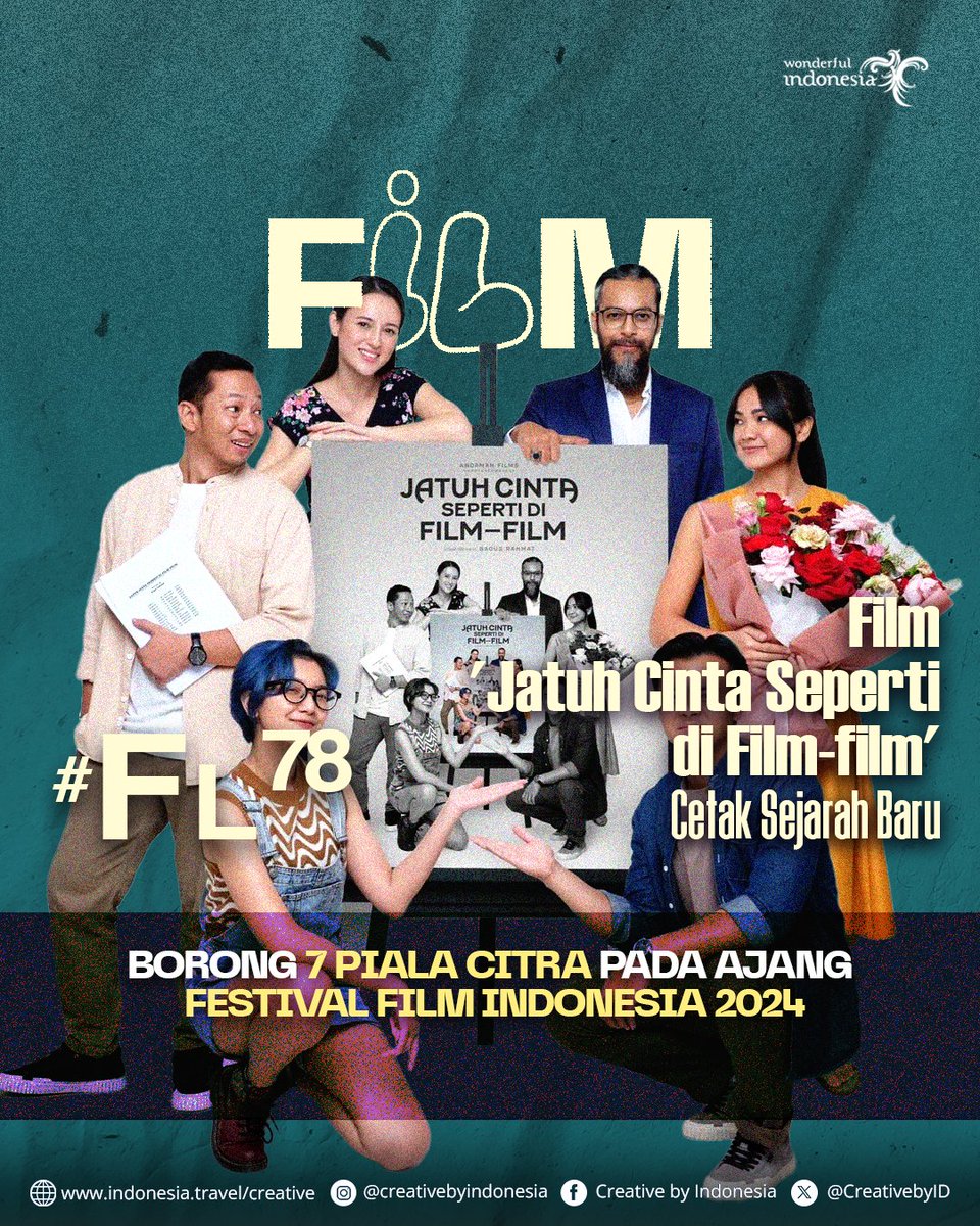 CreativebyID's tweet photo. Meledak! 💥 Film ‘Jatuh Cinta Seperti di Film-Film' sukses memborong 7 Piala Citra sekaligus di ajang Film Festival Indonesia 2024 🏆

Ide cerita Mas @yndLaurens emang gokil banget! Film dengan visual hitam-putih bisa dibuat sekeren ini 🎬 

#JatuhCintaSepertiDiFilmFilm #JCSDFF https://t.co/M1xoFTgKw9