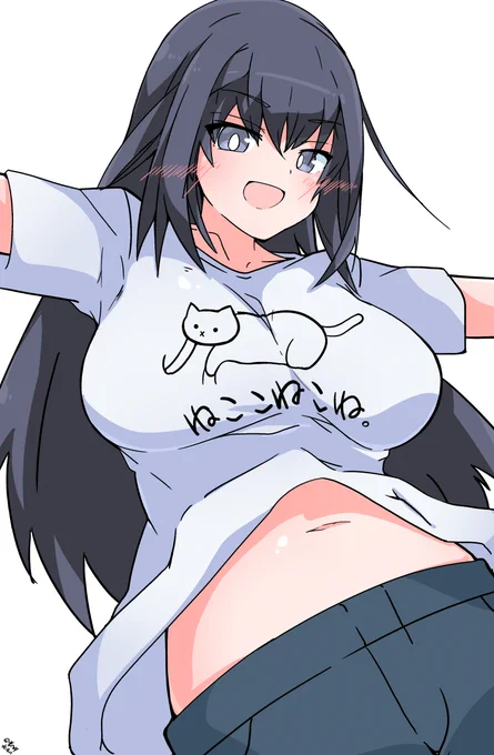 こねTせっかくだし一回くらいはちゃんと衣服として使おうと袖通して一日インナーとして使ってたんですが、「着心地割と良いな…」と「京おねえちゃんやっぱこれおっ広げて外出歩くのはどうかと思う」というふたつの感情が渦巻いていました( '3') #アリスギアお絵かき 