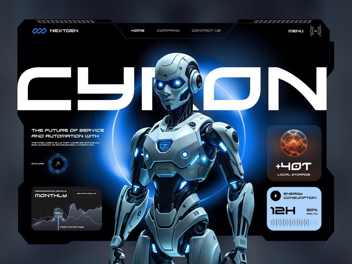 orizondesign's tweet image. Here is a neat #Humanoid Robotics Website Concept.🤖 There is a strong futuristic feel with this design, from the robotic text to the glowing hero section design.
By Angel Villanueva for Orizon.🔥
#RoboticsDesign #FuturisticDesign #WebsiteConcept #UI #UX #UIConcept #UIDesign