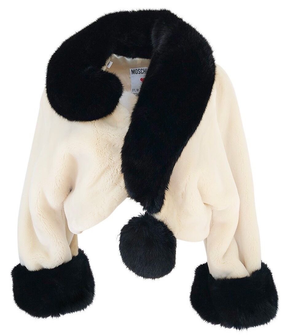vintage moschino 1994 faux fur ‘question mark’ coats