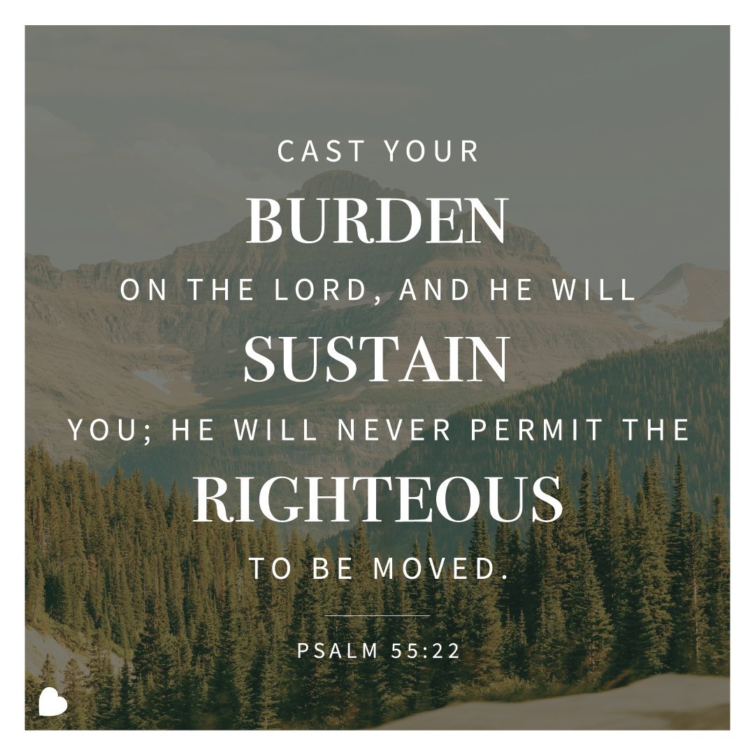 inspirelifenow's tweet image. Cast your burden on the Lord, and he will sustain you; he will never permit the righteous to be moved. —Psalm 55:22 #SundayScripture