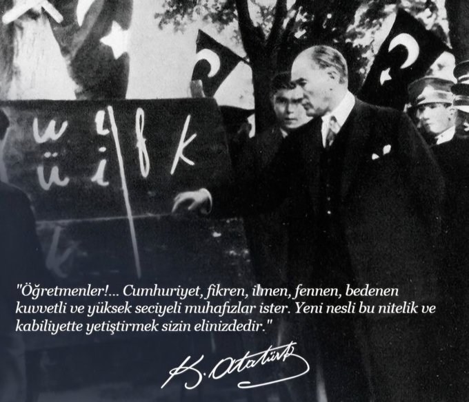 24 Kasım #ÖğretmenlerGünü kutlu olsun. 
Başöğretmen Gazi Mustafa Kemal Atatürk başta olmak üzere, kutsal görevlerini yerine getirirken şehit düşen, hayatını kaybeden tüm öğretmenlerimizi rahmet ve minnetle anıyorum. Öğretmenlerimize aileleriyle beraber mutlu, huzurlu ve sağlıklı