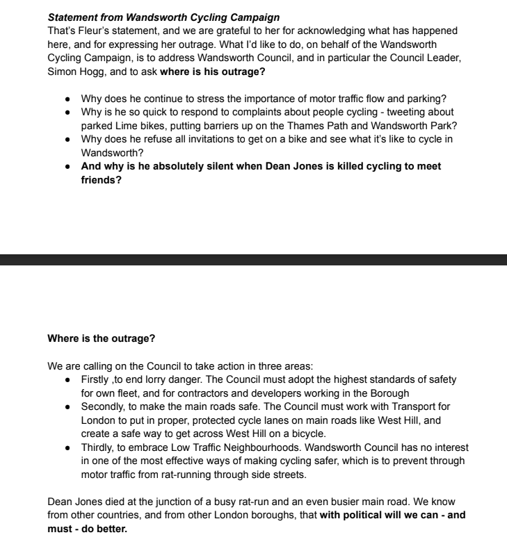 Wandsworth Cycling (@wandscycling) on Twitter photo We have had enough of this. It is time to act. Specifically, it is time for Wandsworth Council's leadership and TfL to act *together* to bring about #VisionZero in our borough. Celia Duncan from <a href="/wandscycling/">Wandsworth Cycling</a> closed our vigil with these demands โคต๏ธ We have had enough of this. It is time to act. Specifically, it is time for Wandsworth Council's leadership and TfL to act *together* to bring about #VisionZero in our borough. Celia Duncan from <a href="/wandscycling/">Wandsworth Cycling</a> closed our vigil with these demands โคต๏ธ