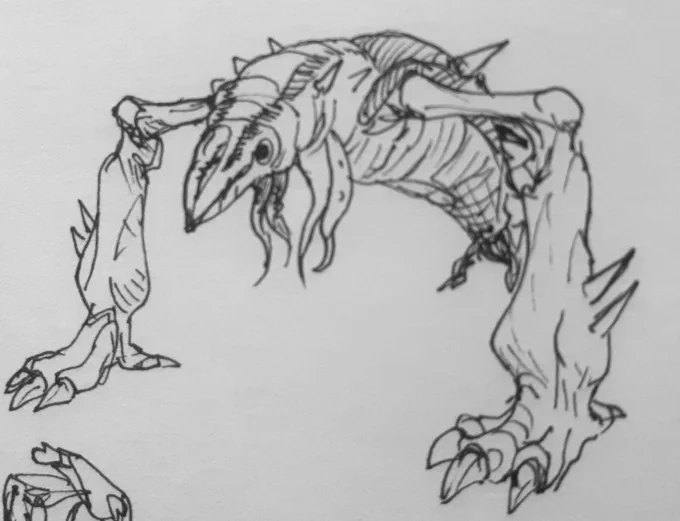 前回の練習の落書きの続きですゴジラ·ザ·シリーズの敵役です(*`・ω・)ノ 