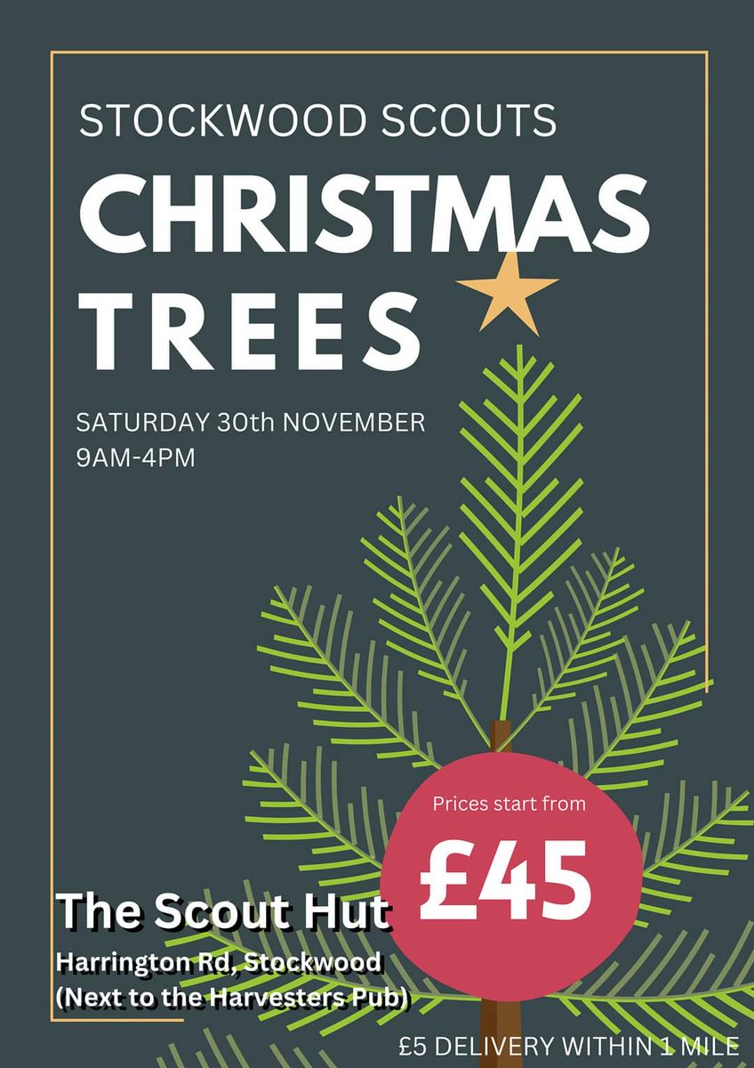 StockwoodScouts's tweet photo. Christmas Tree Sale next Saturday in aid of the Scout Group!! Hope to see you there!!! https://t.co/xNFmcfUUun