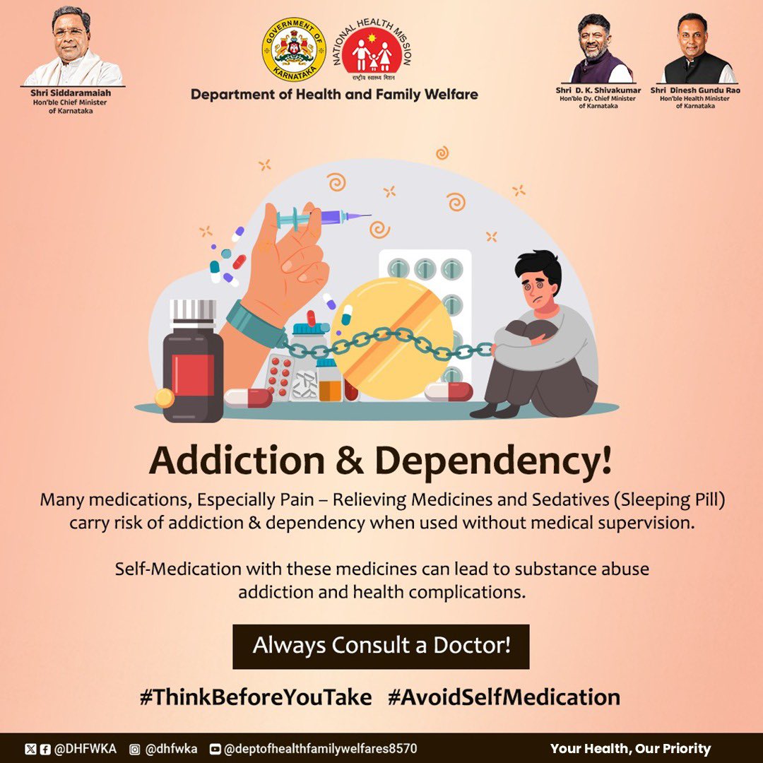 DHFWKA's tweet photo. This #WorldAMRAwarenessWeek, let’s raise awareness about responsible medication use.

Pain relievers &amp; sedatives can lead to addiction &amp; dependency when misused.

✅Use only as prescribed
✅Avoid self-medication

Your health is too valuable to risk.

#WAAW2024 #StopSelfMedication https://t.co/4HG9oDzF97
