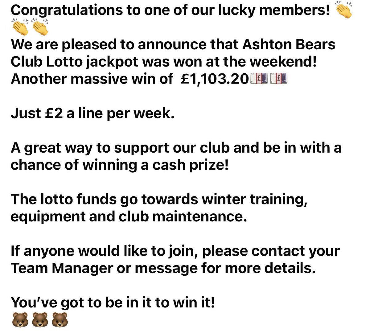 AshtonBears's tweet image. 🟡⚫️Ashton Bears Club Lotto🟡⚫️