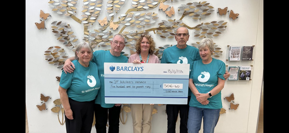 St Wilfrid's Hospice (@stwilfridstweet) on Twitter photo A big thank you to Michael, Sally, Terry and Carol, who live at Lion House Park and were sponsored by their generous friends and neighbours to walk from Holywell to the Harbour. 
They took a collection pot with them for donations and raised an amazing £506.40. A big thank you to Michael, Sally, Terry and Carol, who live at Lion House Park and were sponsored by their generous friends and neighbours to walk from Holywell to the Harbour. 
They took a collection pot with them for donations and raised an amazing £506.40.