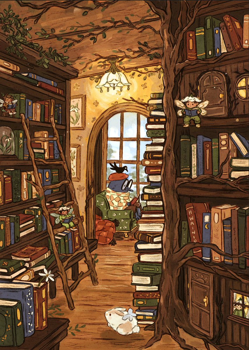 Deep in the Whispering Wood Library we read our books~