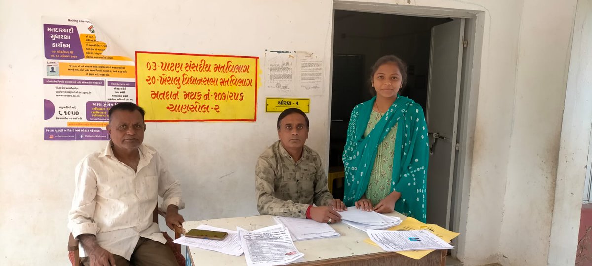 તારીખ-૨૪-૧૧-૨૦૨૪ (રવિવાર) મતદારયાદી ખાસ સંક્ષિપ્ત સુધારણા કાર્યક્રમ અંતર્ગત મતદાન મથકની  અધિકારી દ્વારા બુથોની મુલાકાત લઈ બીએલઓને જરૂરી માર્ગદર્શન પૂરું પાડવામાં આવ્યું. <a href="/CollectorMeh/">Collector Mehsana</a> <a href="/gujaratceo/">CEO Gujarat Social Media</a>