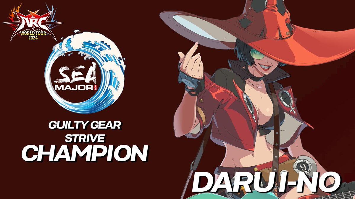 Congratulations to Daru I-No for winning Guilty Gear Strive at SEA Major! #AWT2024

Final Results:
🏆 - 🇰🇷 <a href="/Daru_ino/">PAR | Daru_I-No</a>
🥈 - 🇸🇦 <a href="/SlashoSlash/">Slash</a> 
🥉 - 🇯🇵 <a href="/jrojro5963/">Jiro@格闘ゲーマー</a>
4⃣ - 🇯🇵 <a href="/pokachansan/">DRX｜poka</a>
5⃣ - 🇲🇾 @Gyro_Zuccpelli / 🇯🇵 <a href="/ty_ty576/">ティーワイ(TY)</a>
7⃣ - 🇲🇾 <a href="/FloatnWater/">FloatWater</a> / 🇦🇺 <a href="/CakeMetallic/">MetallicCake</a>