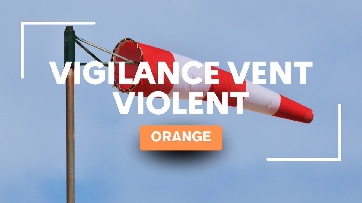 🍃 Météo-France vient de placer le <a href="/Dep_Loire42/">Département de la Loire</a> en vigilance «ORANGE» pour le phénomène VENT VIOLENT  à partir de minuit.m, jusqu'à lundi 16 heures.
🌬️ Des rafales de 80 à 90 km/h sont attendues sur tout le département et des de 120 km/h sur le massif du Pilat et la Vallée du