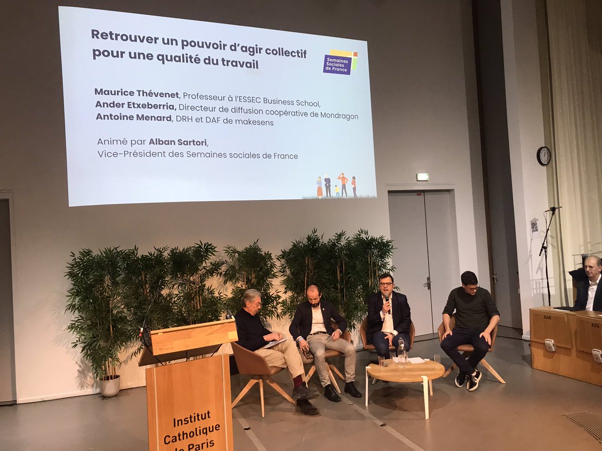 Semaines Sociales Fr (@semsofr) on Twitter photo Retrouver un pouvoir d’agir collectif pour une qualité du travail, avec <a href="/MauriceThevenet/">Thévenet Maurice</a> professeur à l’ <a href="/essec/">ESSEC Business School</a>, <a href="/anderetx/">Ander Etxeberria</a> de Mondragon, Antoine Menard de <a href="/makesense/">makesense</a> animé par <a href="/AlbanSartori/">Alban Sartori</a> Retrouver un pouvoir d’agir collectif pour une qualité du travail, avec <a href="/MauriceThevenet/">Thévenet Maurice</a> professeur à l’ <a href="/essec/">ESSEC Business School</a>, <a href="/anderetx/">Ander Etxeberria</a> de Mondragon, Antoine Menard de <a href="/makesense/">makesense</a> animé par <a href="/AlbanSartori/">Alban Sartori</a>