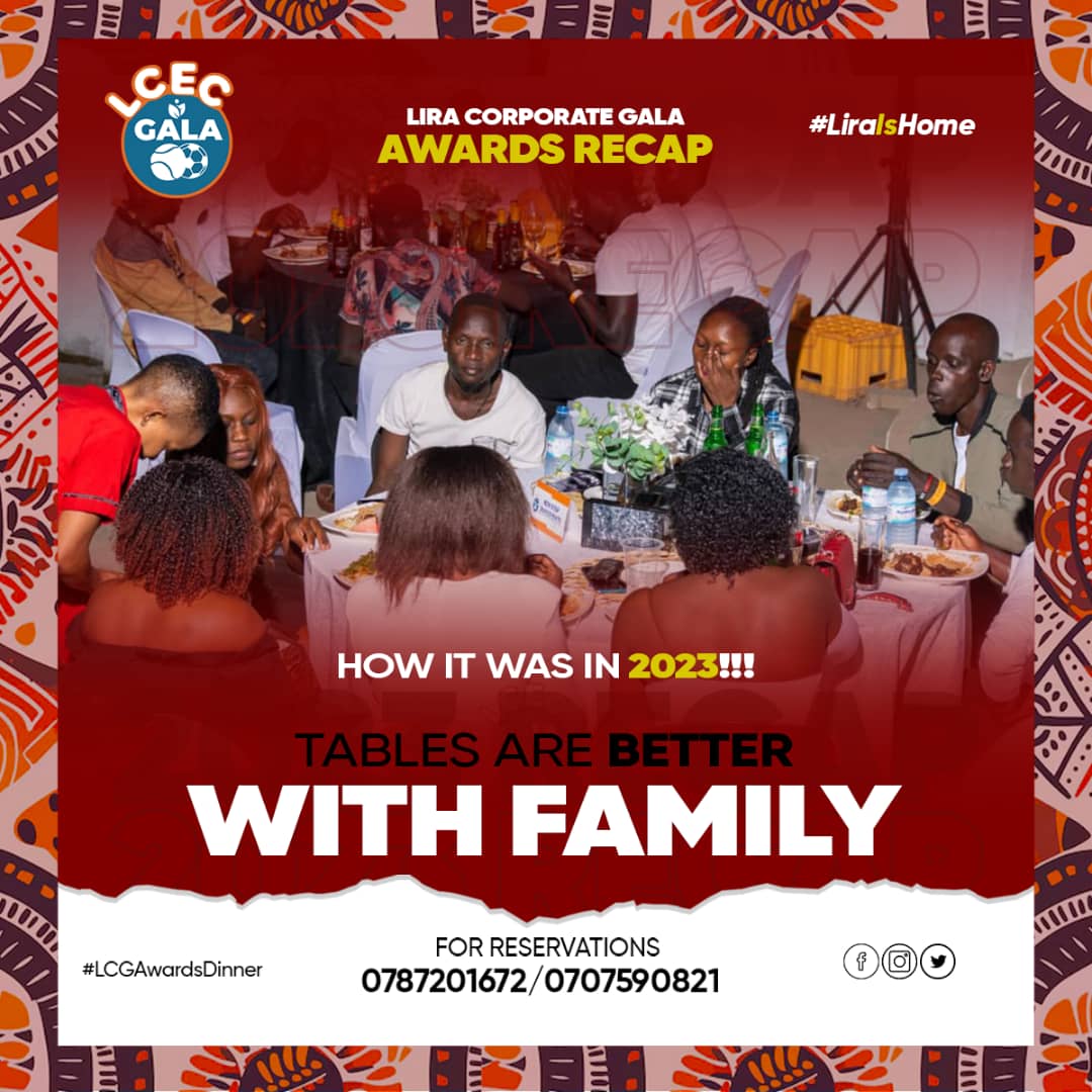 Tables are better shared with Family at the Awards Dinner! 🍽️✨

Book a table of 8 for just 450k and enjoy an unforgettable evening.

📞 Call 0787201672 to reserve yours now!

#LCGAwardsDinner #LiraIsHome