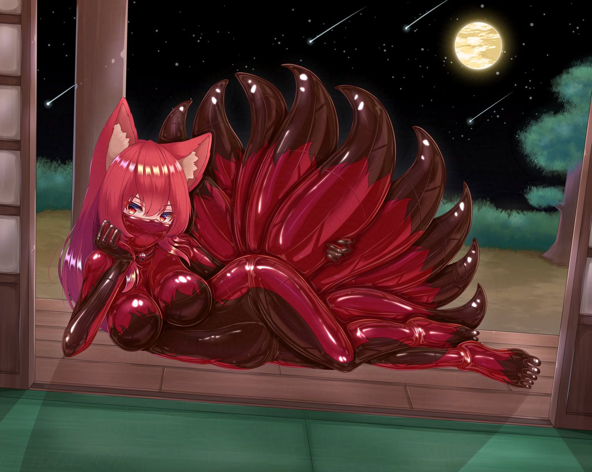 ラバーキツネガール(マスク差分)
 #Commission #ラバースーツ