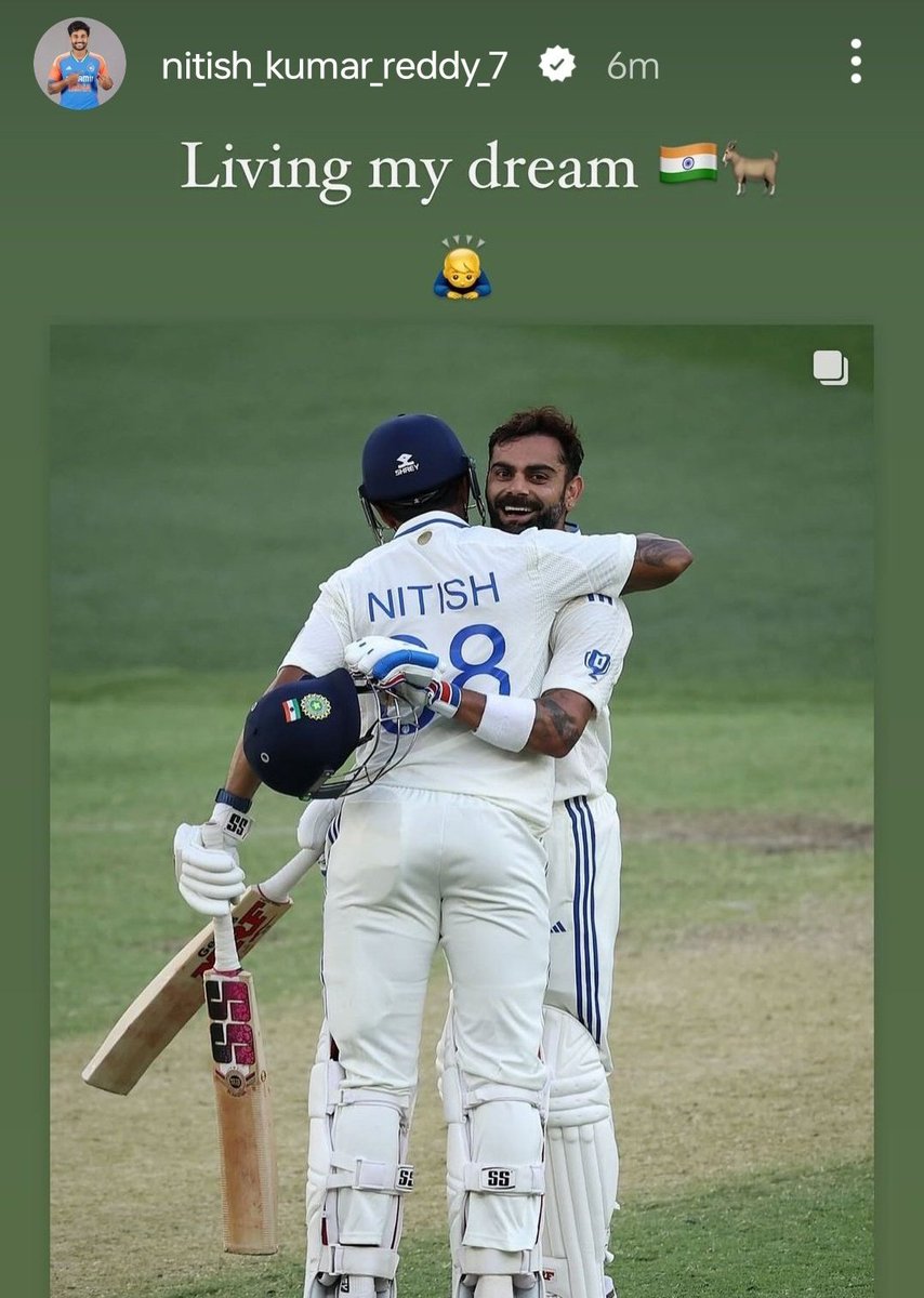 CricCrazyJohns's tweet photo. Instagram story of Nitish Kumar Reddy 🙇 https://t.co/nCTQQQ2mbE