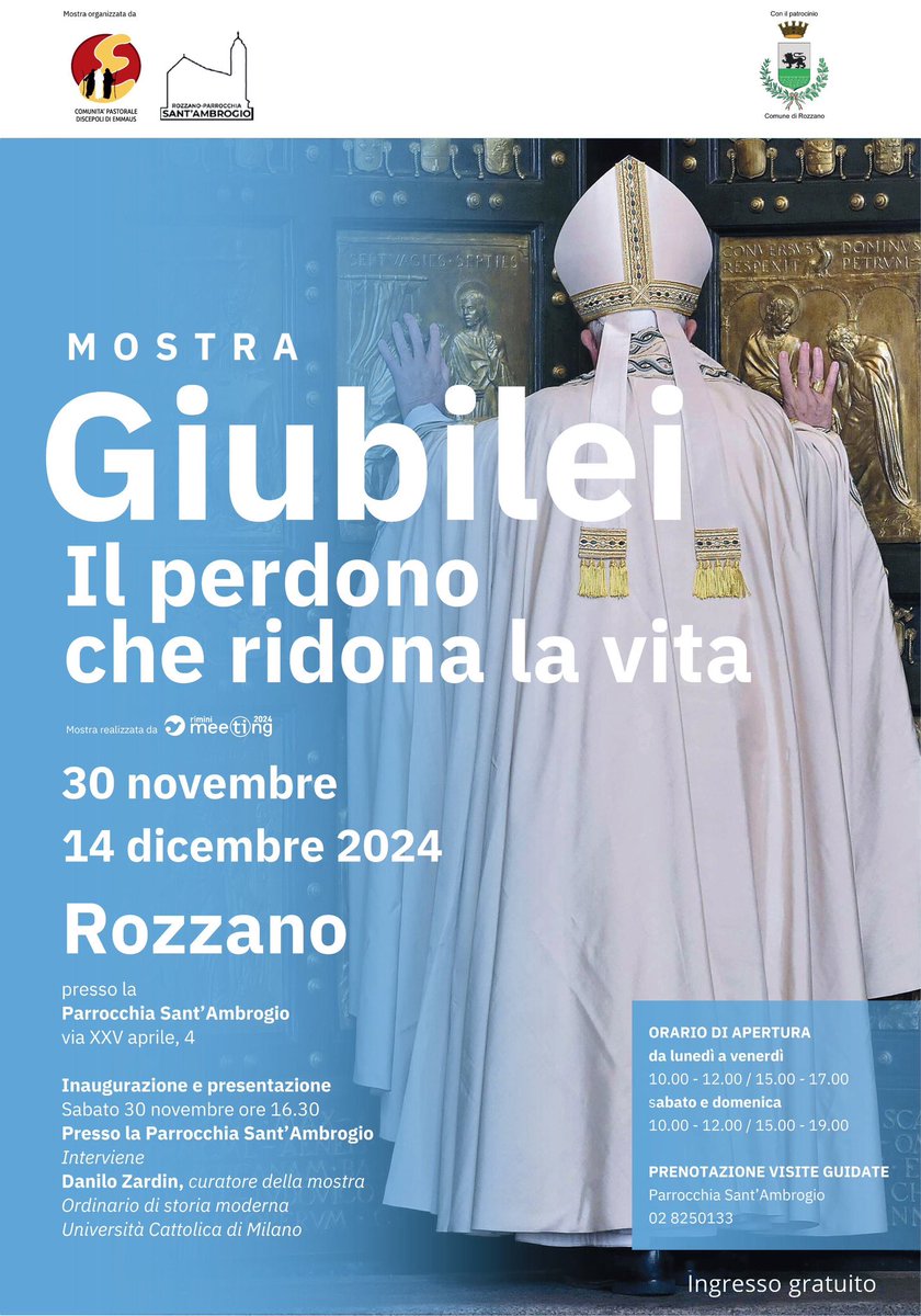 csbn1901's tweet photo. #giubileo #giubileo2025 #rozzano #Meeting2024 #meetingrimini2024
Mostra “ Giubilei, il perdono che ridona la vita” 
alla parrocchia di Sant’ Ambrogio a Rozzano ( Mi ) , dal 30 novembre al 14 dicembre 2024 https://t.co/aucqULsMLm