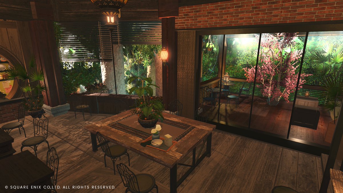 #ハウジング行ってもいいですか 
・テーマ : 軽井沢にありそうなおしゃれカフェ
・名前: CAFE 桃井沢
・所有者のFC名: MOMOGYLE8
・所在地: Elemental Carbuncle Lavender 16-16
・アピールポイント: 日差しが入る時間はエモいチルタイムが過ごせます🤤☕️