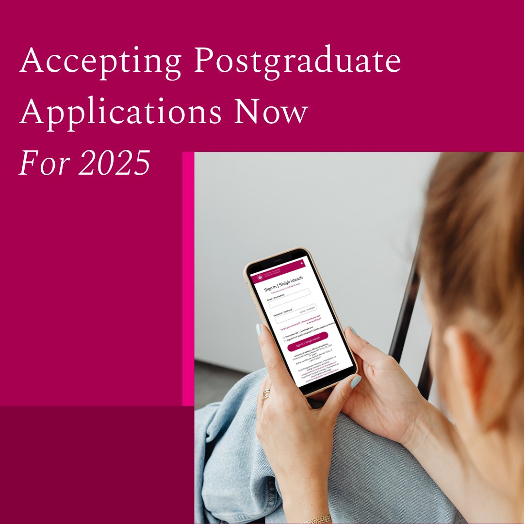 Ollscoil na Gaillimhe | University of Galway (@uniofgalway) on Twitter photo If you're thinking about doing a Postgraduate Course in 2025, our online application system is now open for September 2025 entry. An early application may mean an early decision. Apply now at: universityofgalway.ie/postgraduateap…   
#GalwayPostgrad #UniversityofGalway If you're thinking about doing a Postgraduate Course in 2025, our online application system is now open for September 2025 entry. An early application may mean an early decision. Apply now at: universityofgalway.ie/postgraduateap…   
#GalwayPostgrad #UniversityofGalway
