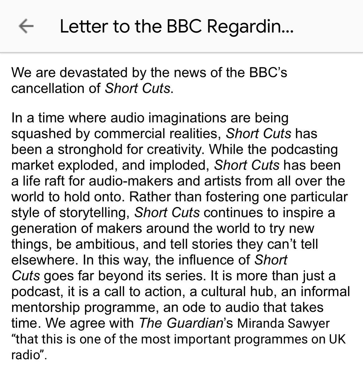 We were in bits when we saw this open letter on Friday, put together by a group of audio-makers. 

It’s Sunday morning as we write this and it already has well over 800 signatures. 😭 

docs.google.com/document/d/10l…
