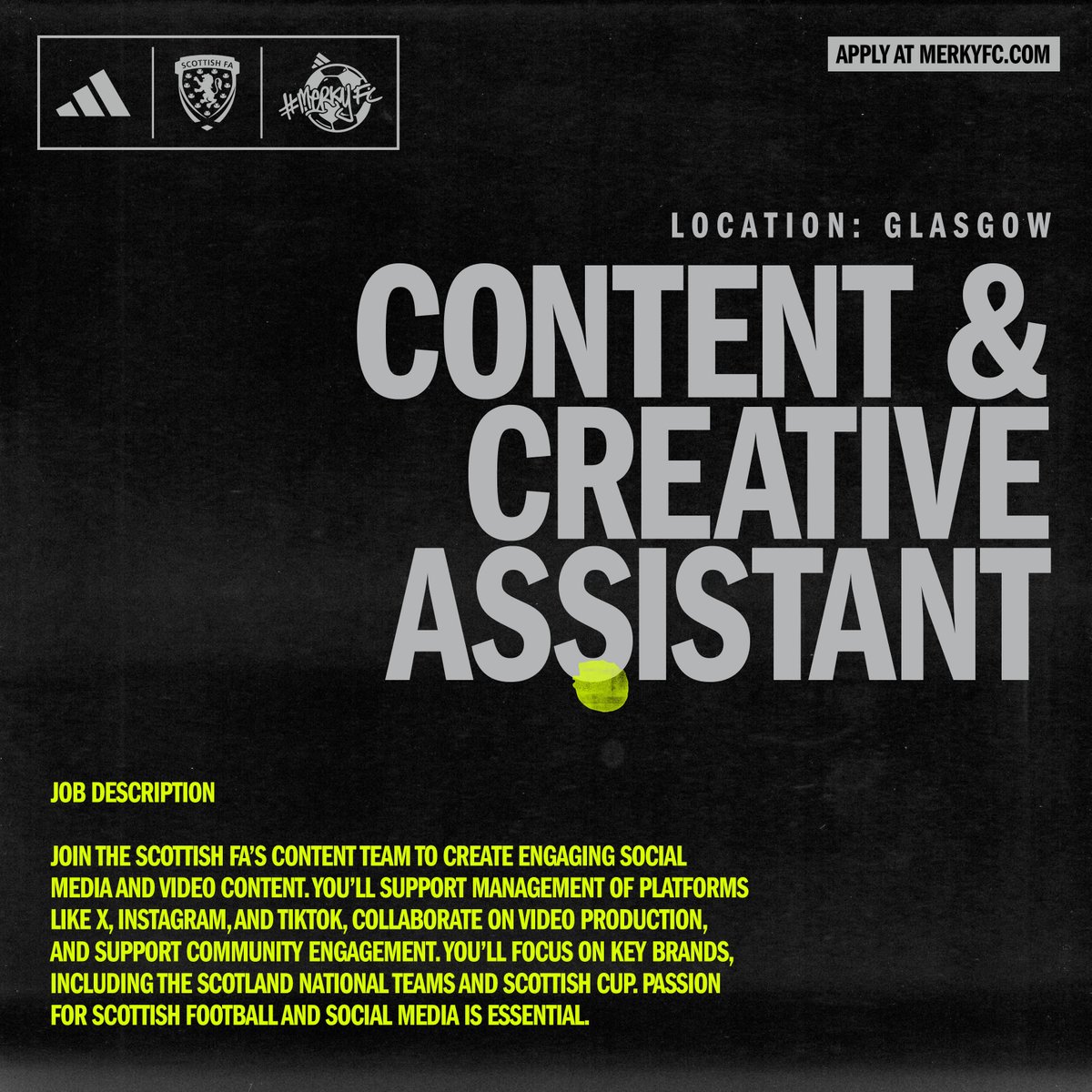 ScottishFA's tweet photo. ICYMI | We continued our partnership with the #MerkyFC programme this week, as part of an initiative to enhance and protect diverse representation in football.
➡️ Applications are open now for the role of Content and Creative Assistant on https://t.co/baKdwyL0Fw.