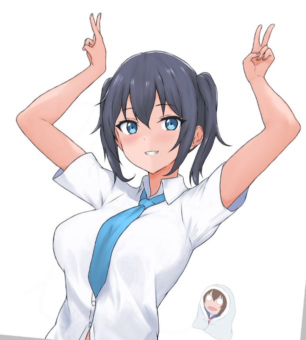 ツインテールの日、遅刻落書き
  ∧( ∧
  ∮*○△○ζピースピース✨
  (つ🖊J
⊂し ⌒J 