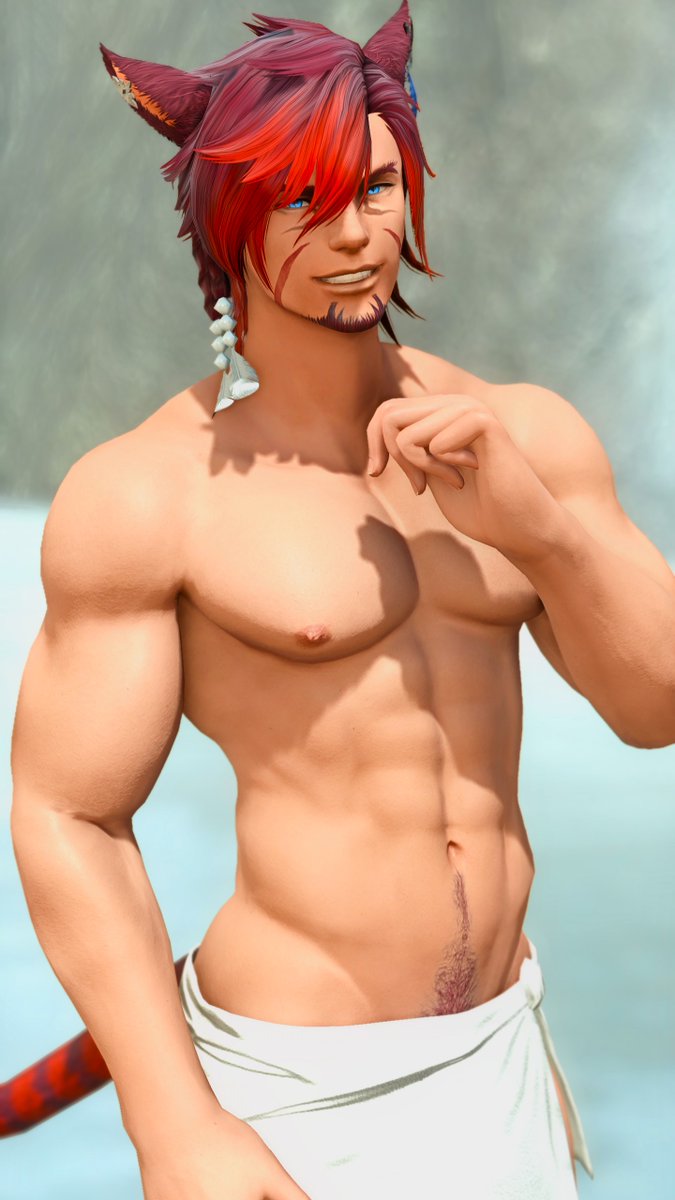 sethffxiv's tweet photo. He has that familiar, wicked, glint in his eye. 
Seems like it's only the two of you in the hot springs right now. https://t.co/6uKBjpNhEv