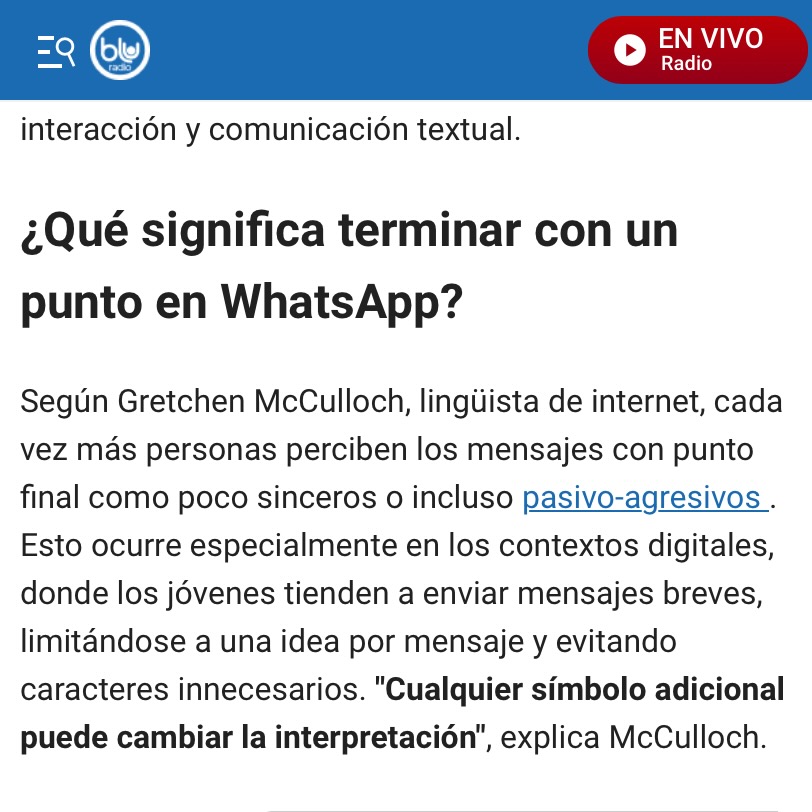 editorialpdp's tweet photo. 📘 Desde Colombia, BluRadio se hace eco de la publicación de «Arroba lengua» (@GretchenAMcC). Porque no es lo mismo enviar un «Ok 😍» que un «Ok.».

https://t.co/PUPHM0UoyQ https://t.co/aWvsoHXv5o