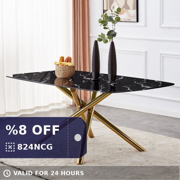 shopping4every's tweet photo. Check out this product 😍 Large Modern Rectangular Dining Table, 0.39" Black Marble Top, Golden Legs 😍 
starting at $346.99. 
Show now 👉👉 https://t.co/P9k65sgLkT https://t.co/wqkxIH1P2w