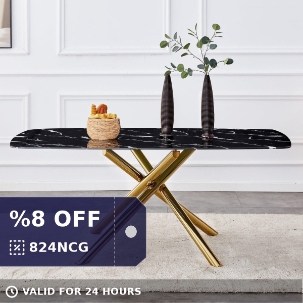 shopping4every's tweet photo. Check out this product 😍 Large Modern Rectangular Dining Table, 0.39" Black Marble Top, Golden Legs 😍 
starting at $346.99. 
Show now 👉👉 https://t.co/P9k65sgLkT https://t.co/wqkxIH1P2w