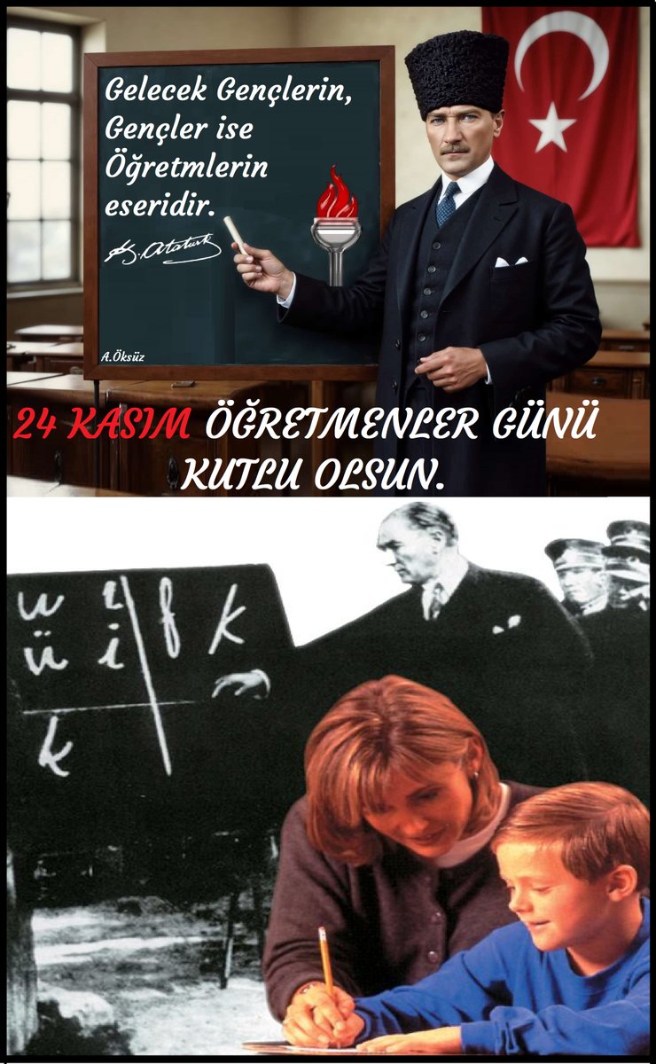 BÜTÜN ÖĞRETMEN VE ÖĞRETENLERİMİZE SONSUZ  VEFA ile 24 KASIM ÖĞRETMLER GÜNÜ KUTLU VE MUTLU OLSUN !
Doğumdan bugüne ailede Annelerimizden başlayıp, hayat boyu devam eden eğitim-öğretim yolculuğumuzdaki Eğitim Ordusu neferleri Öğretmenlerimizin 24 KASIM ÖĞRETMENLER GÜNÜ kutlu olsun.