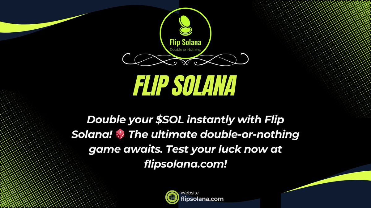 solana_flip's tweet photo. 🚀 Double your SOL with just one flip! Play Flip Solana’s coin flip game, where winning is just one click away. 
👉 Try it now: https://t.co/TD7heB5lOp

#SolanaCrypto #DoubleYourCoins https://t.co/OPw05mV1Pp