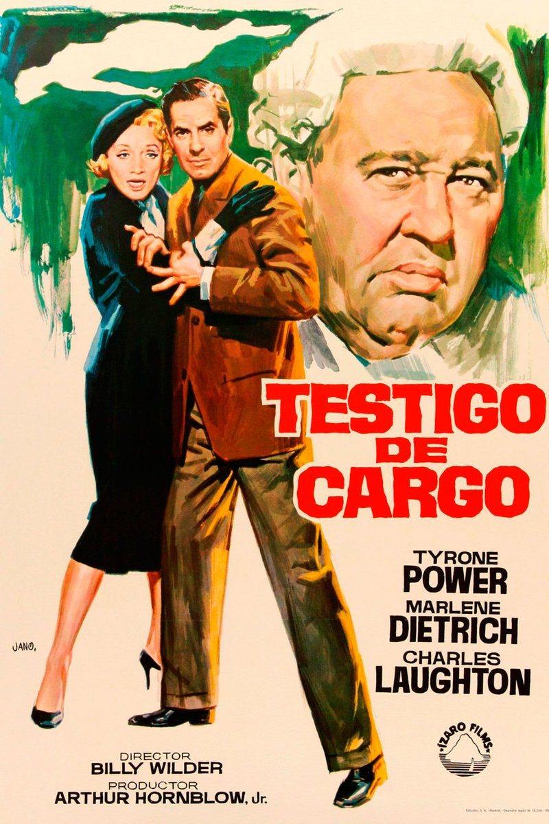 12 hombres sin piedad es mi peli de juicios favorita, pero después de ver Testigo de cargo, no puedo mas que admirar los giros y requiebros de esta historia.
Badada en una historia de Agatha Christie e interpretada por la maravillosísima Marlene Dietrich, nada malo puede pasar.