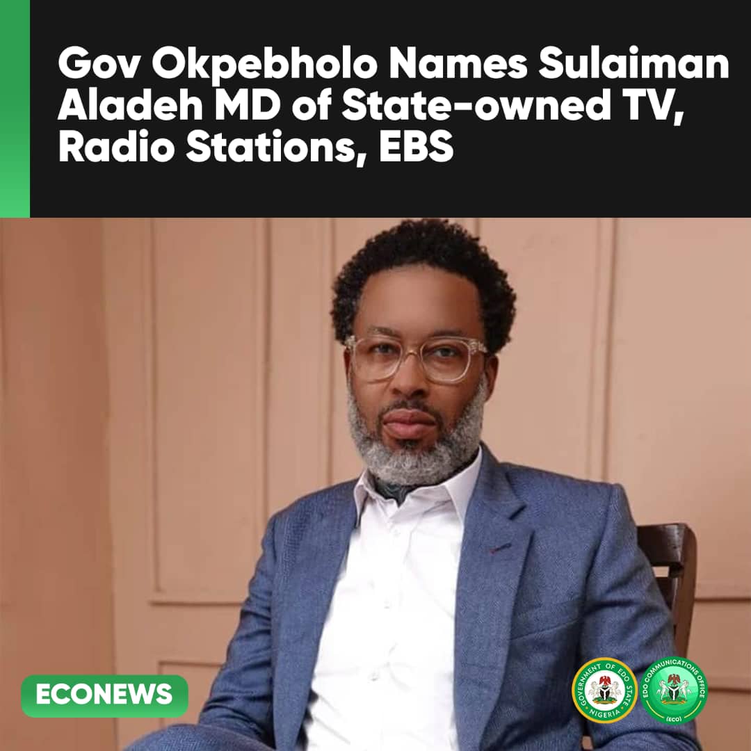 EdoStateGovt's tweet image. Gov Okpebholo names Sulaiman Aledeh MD of State-owned TV, radio stations, EBS. 
The appointment takes immediate effect.

Read More: edostate.gov.ng/?p=27089&amp;amp;previ…