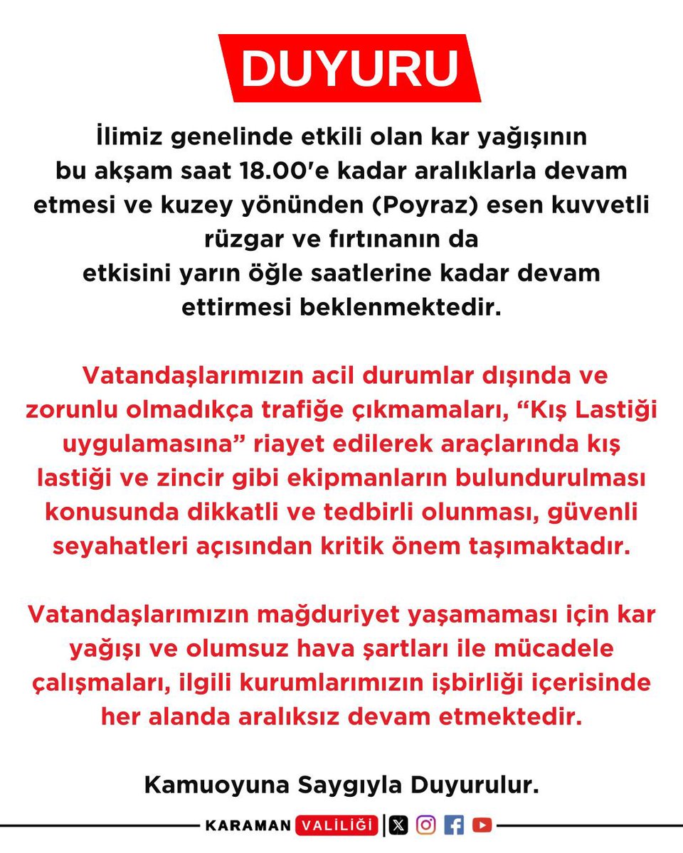 KaramanValiligi's tweet photo. ⚠️Duyuru https://t.co/cQMHlcIjZG