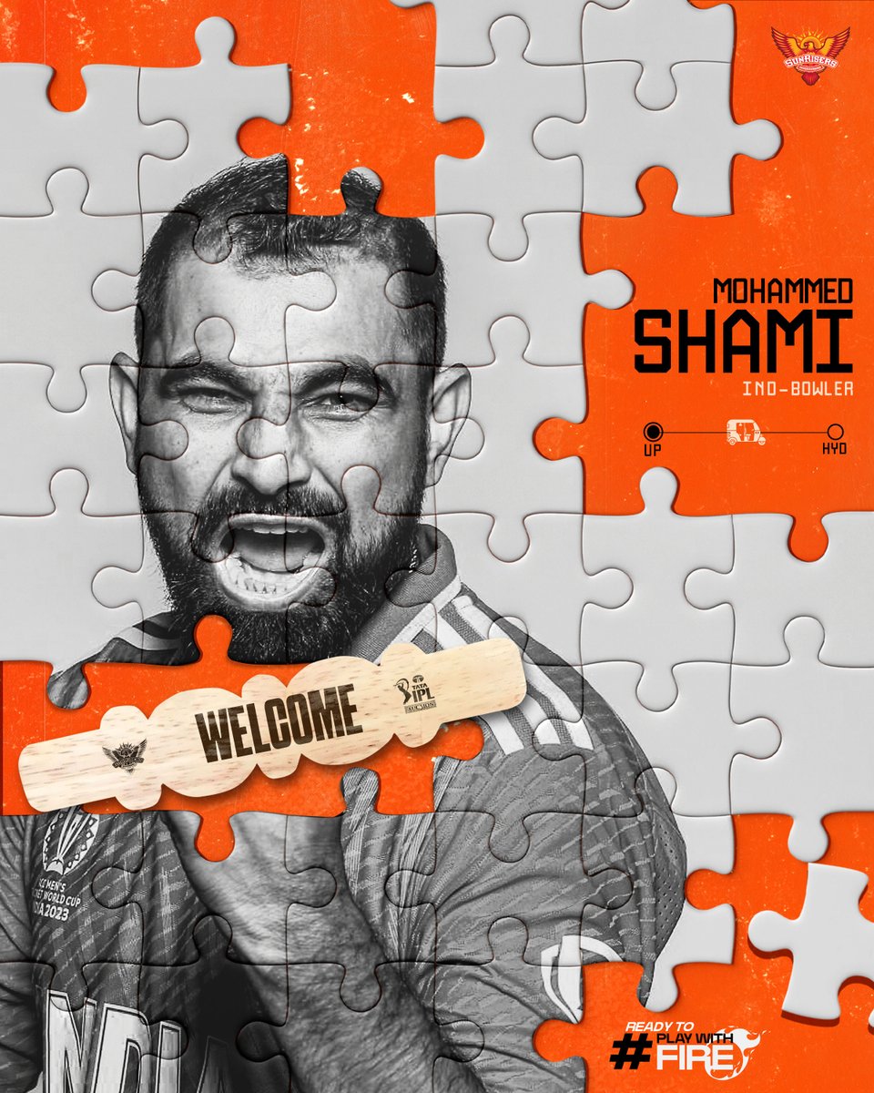 SunRisers's tweet photo. Swinging his way to Hyderabad in style 😎🔥

Mohd. Shami is orange 🧡

#TataIPL #PlayWithFire https://t.co/4eDxBwKpDC